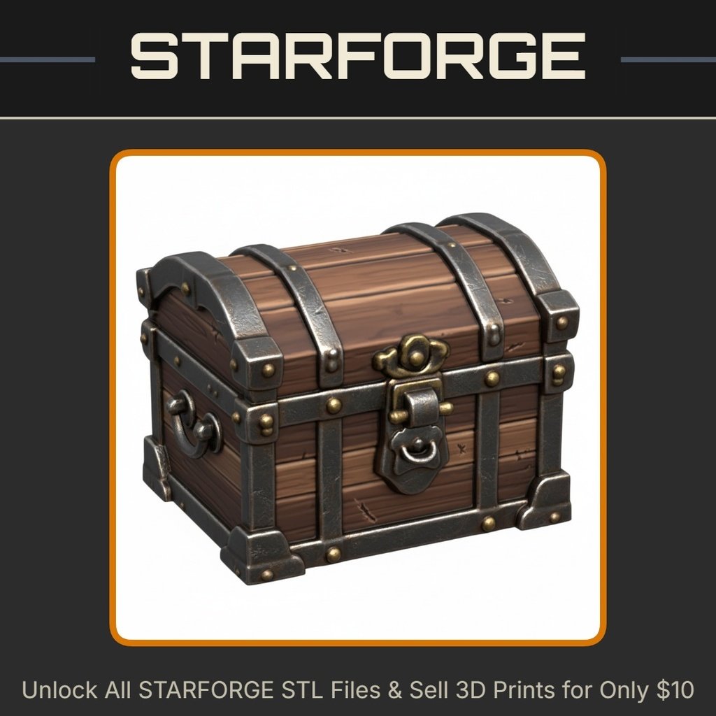 28mm DND Classic Treasure Chest for Fantasy Settings StarForge Kits 3D Print STL File