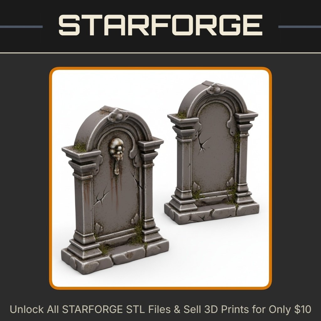 28mm DND Fantasy Gravestone Set for Cemetery Terrain StarForge Kits 3D Print STL File