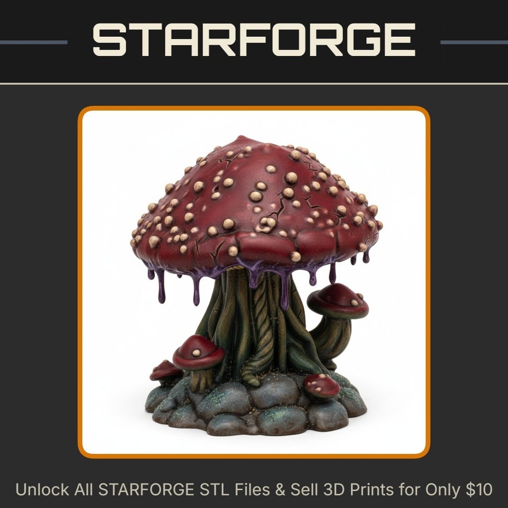 28mm DND Giant Mushroom Terrain Miniature for Enchanted Forests StarForge Kits 3D Print STL File
