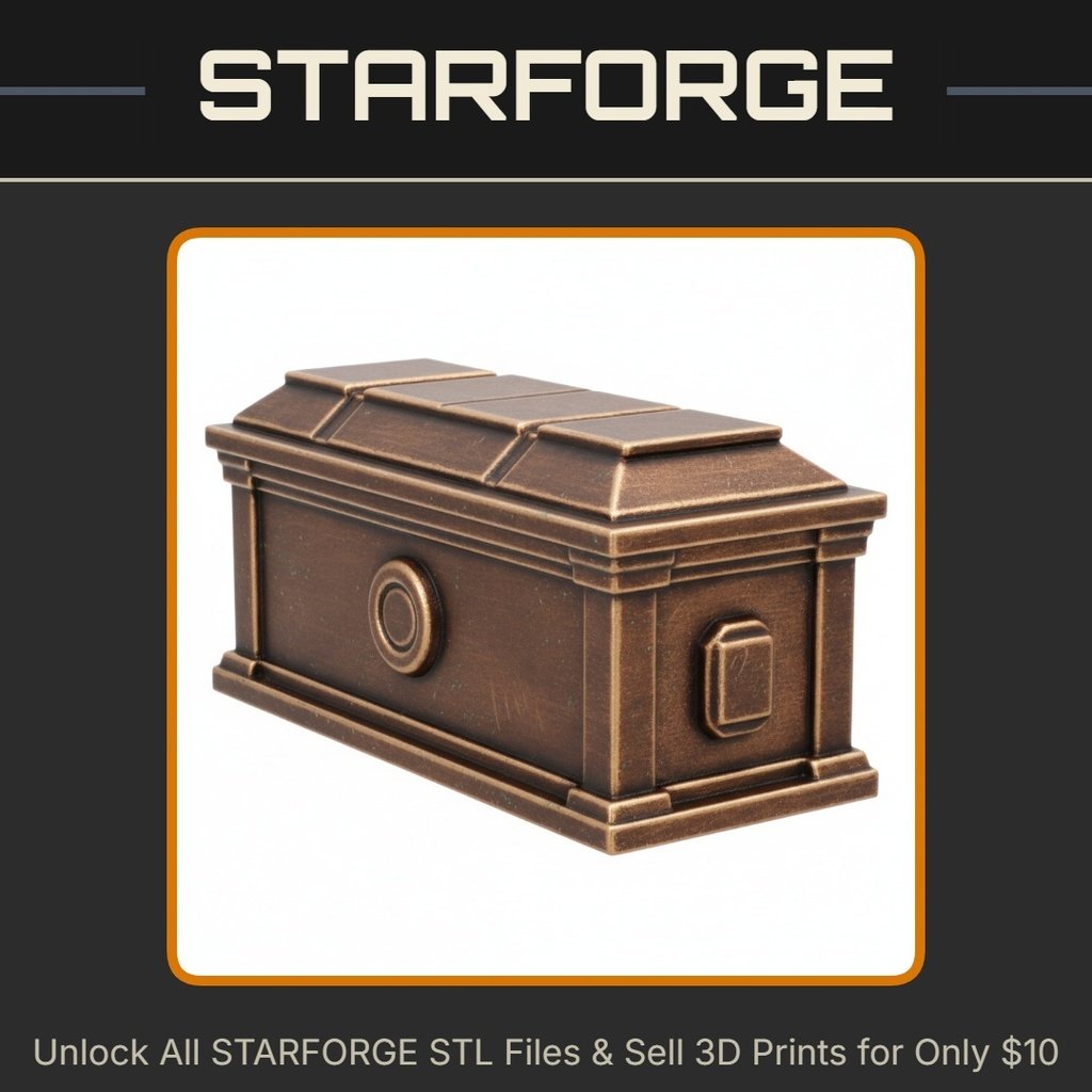 28mm DND Ornate Sturdy Stone Coffin Tomb Terrain StarForge Kits 3D Print STL File