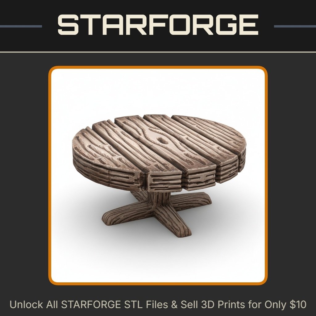 28mm DND Round Table Fantasy Terrain Miniature for Tavern Scenes StarForge Kits 3D Print STL File