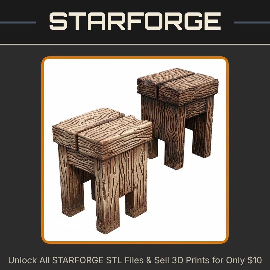 28mm DND Wooden Barstool Fantasy Terrain Miniature for Tavern Scenes StarForge Kits 3D Print STL File
