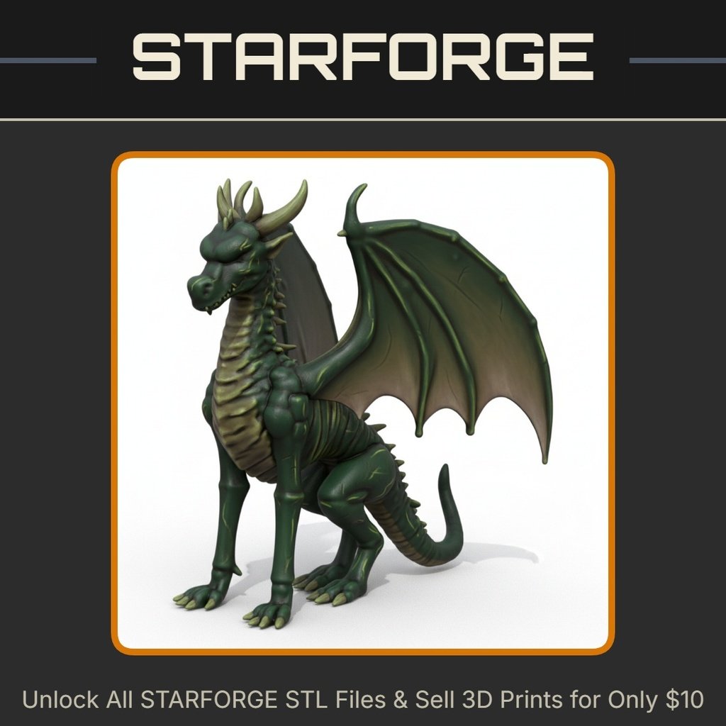 28mm DND Fantasy Mini Fearsome Undead Dragon Figurine StarForge Kits 3D Print STL File