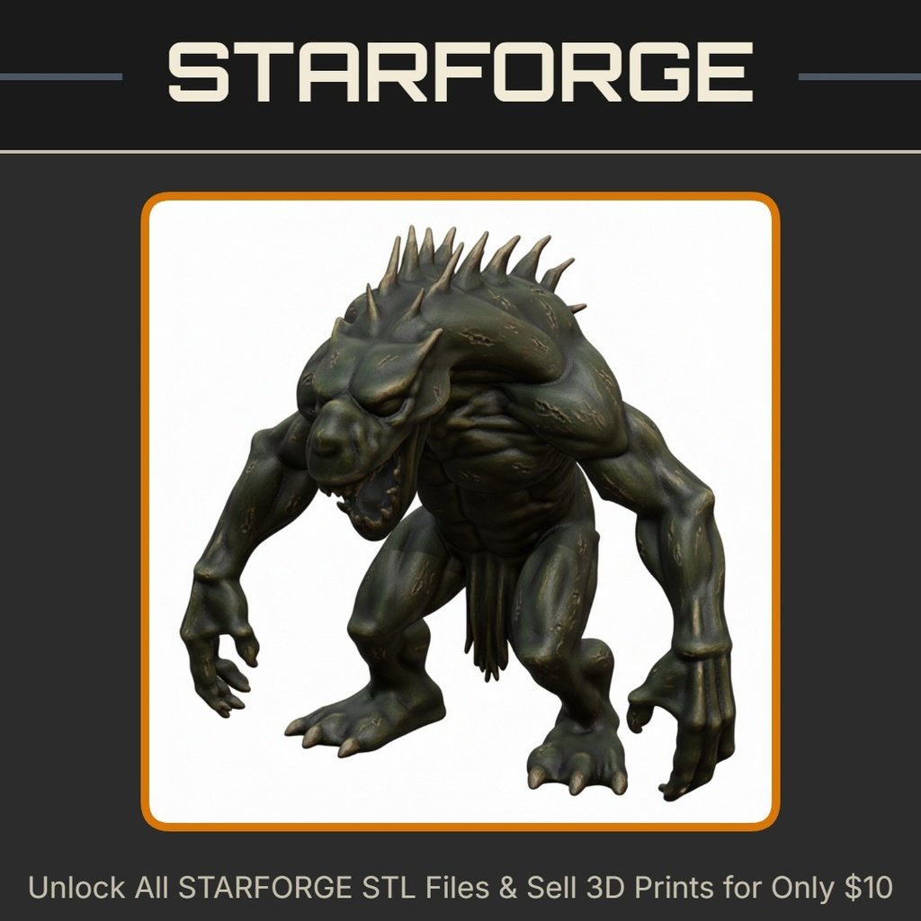 28mm DND Fierce Mutant Beast with Spiked Back Fantasy Miniature StarForge Kits 3D Print STL File