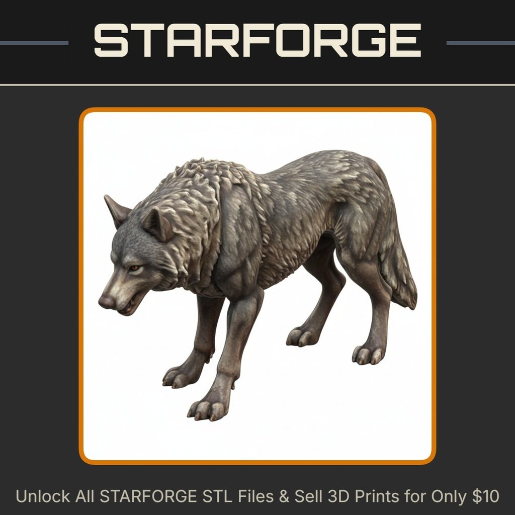 28mm DND Realistic Cunning Stealthy Wolf Creature Fantasy Miniature StarForge Kits 3D Print STL File