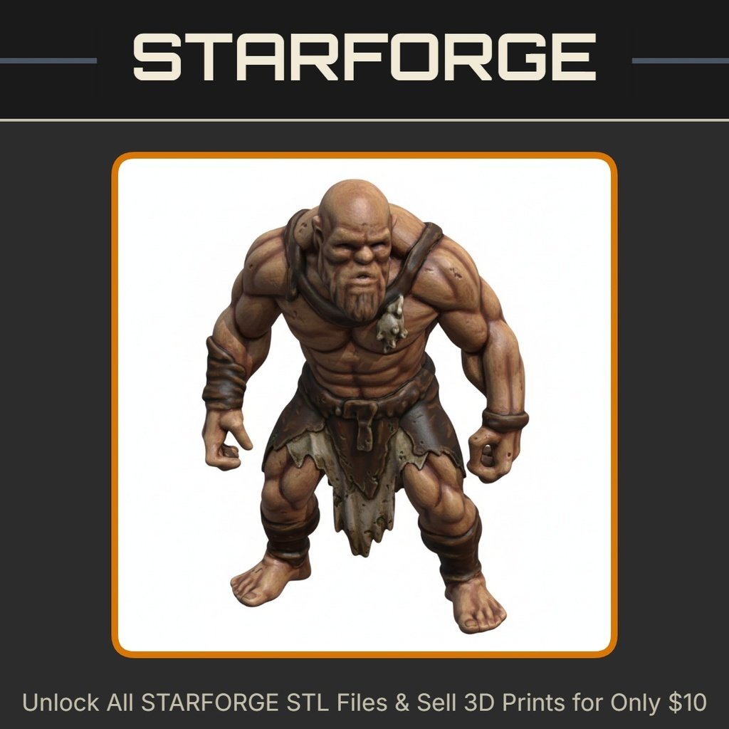 28mm DND Rugged Barbarian Warrior with Muscles Fantasy Miniature StarForge Kits 3D Print STL File