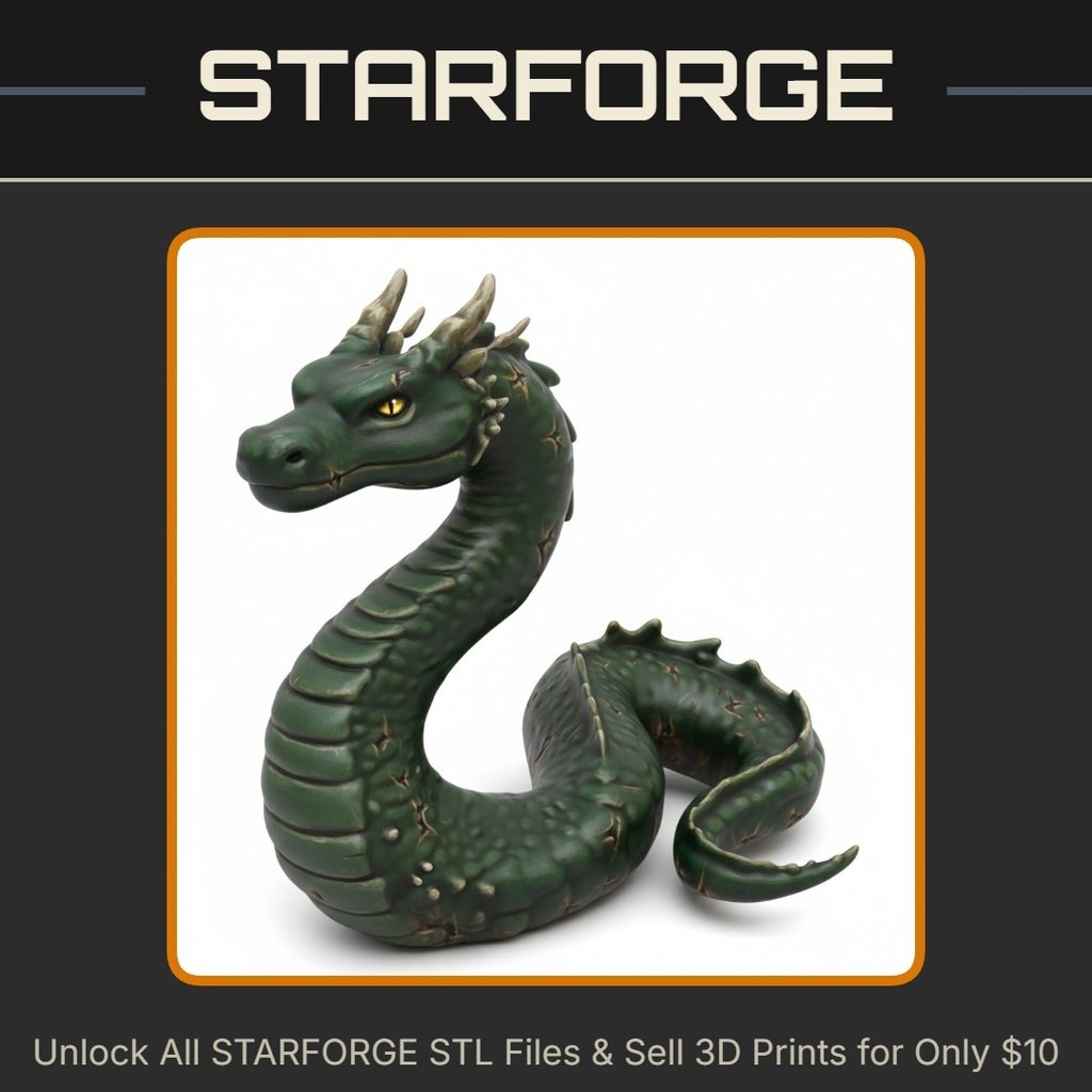 28mm DND Serpent Dragon Fantasy Miniature StarForge Kits 3D Print STL File