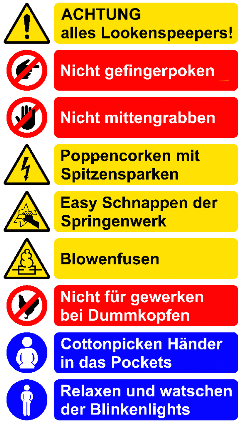 Blinkenlights computermachine warning signage