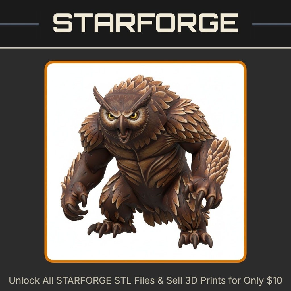 28mm DND Owlbear Creature Feathers Claws Beak Aggressive Stance Beast StarForge Kits 3D Print STL File