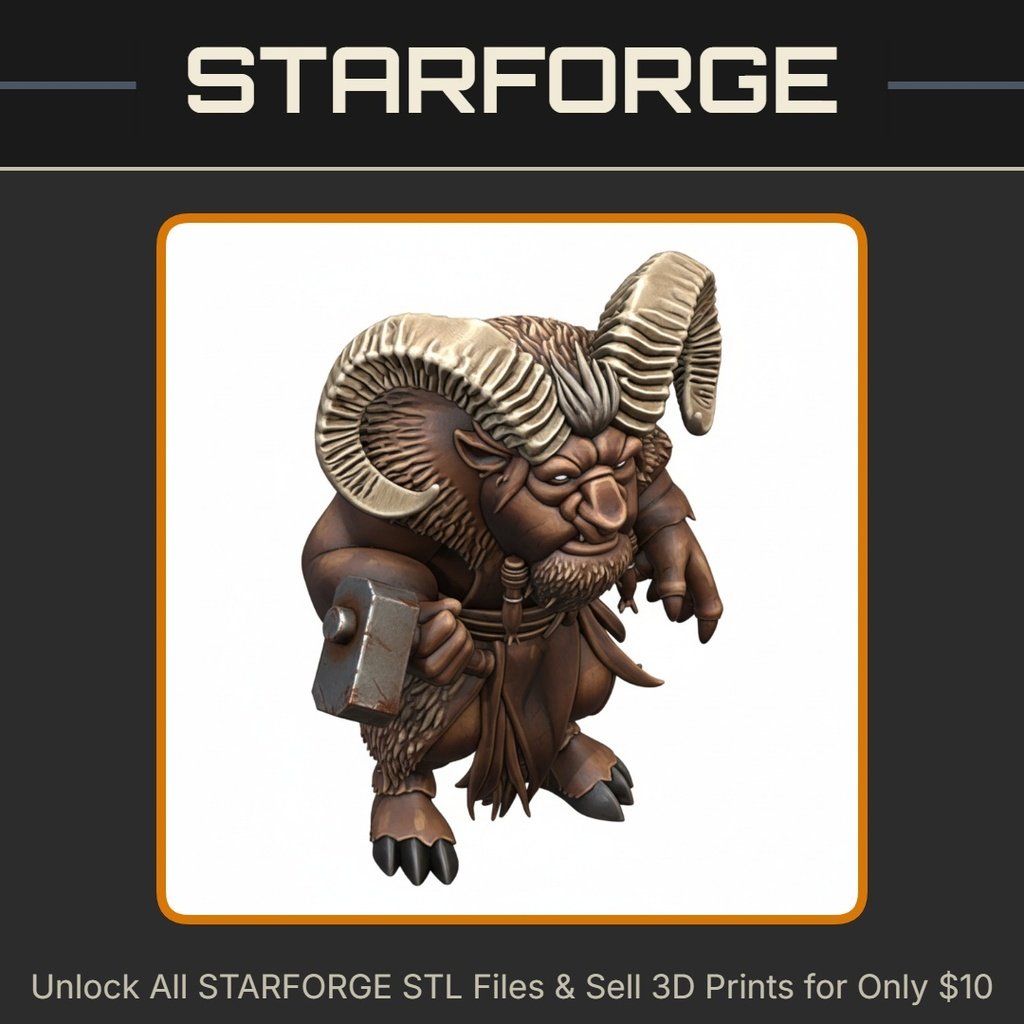28mm Horned Dwarf Warrior Hammer Battle Stance Braided Beard StarForge Kits 3D Print STL File