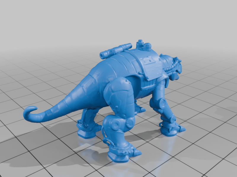 28mm Mechanical Dinosaur Creature with Armored Plates and Clawed Feet StarForge Kits 3D Print STL File