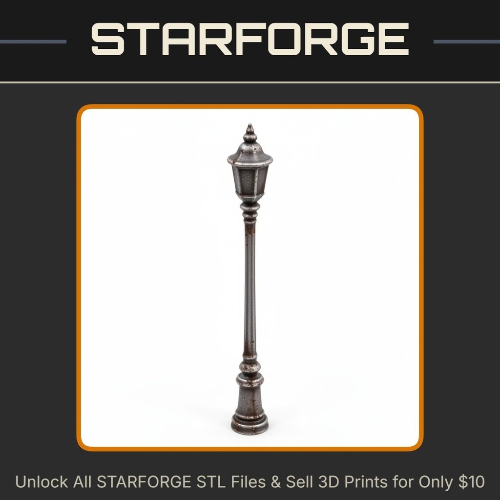 28mm Classic Victorian Style Street Lamp Post Model StarForge Kits 3D Print STL File