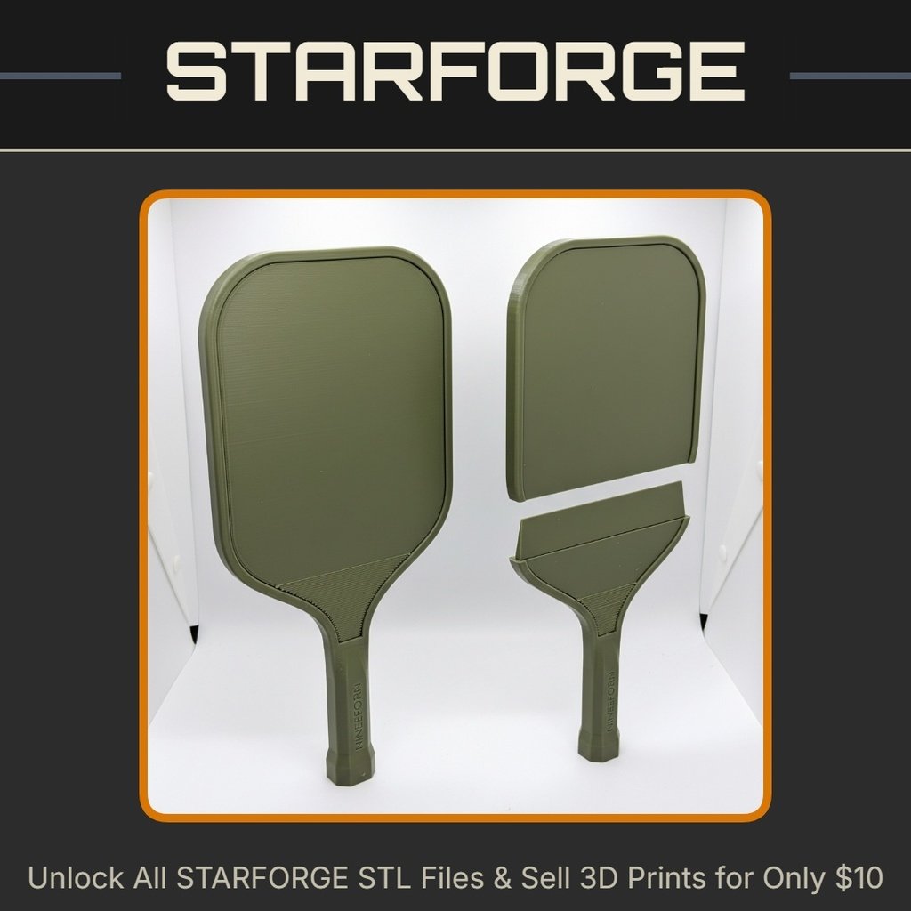 USAPA Approved Standard Size Pickleball Paddle StarForge Kits 3D Print STL File