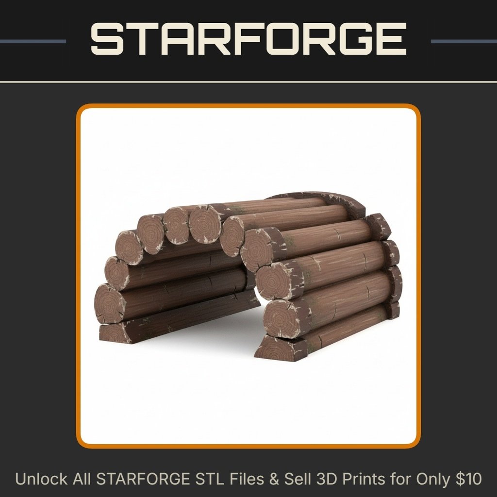 Rustic Log Tunnel Hideout for Small Pets and Reptiles StarForge Kits 3D Print STL File