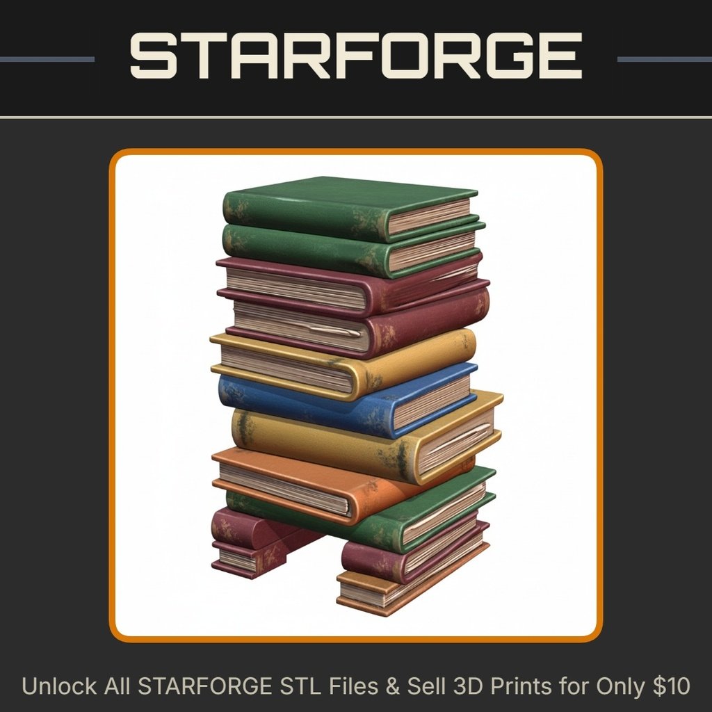 Stacked Bookshelf Themed Pet Hide for Small Animals StarForge Kits 3D Print STL File