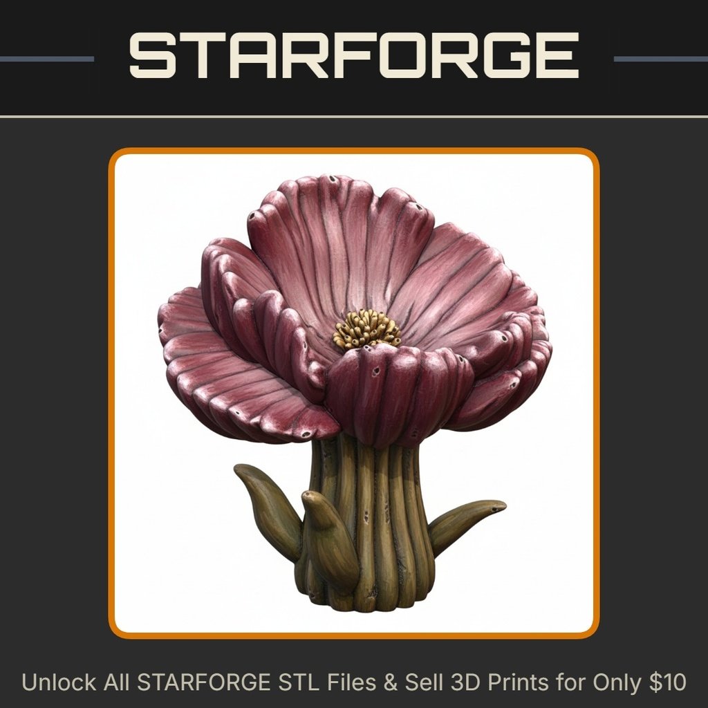 Futuristic Flower Shaped Reptile Terrarium Decorations StarForge Kits 3D Print STL File