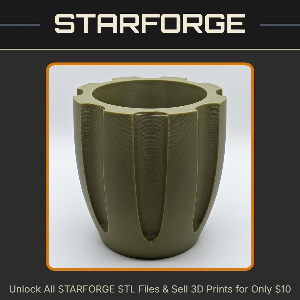 Fluted Cylinder Planter with Deep Grooves for Modern Decor StarForge Kits 3D Print STL File