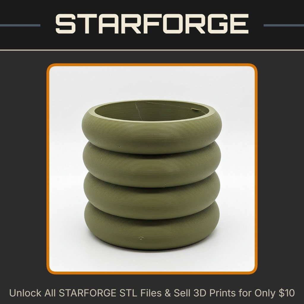 Stacked Ribbed Planter with Bold Rounded Design for Indoor Plants StarForge Kits 3D Print STL File