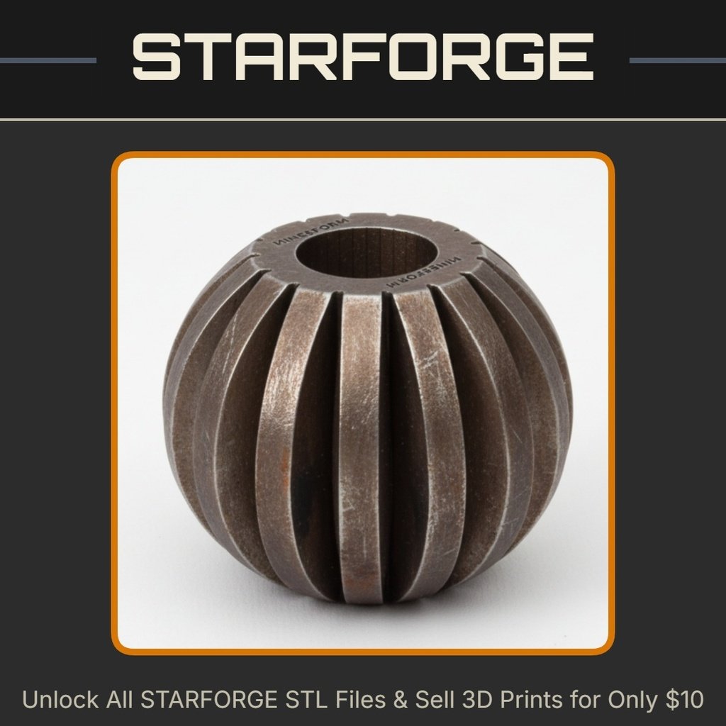 Fluted Bead for DIY Men's Bracelet Making StarForge Kits 3D Print STL File