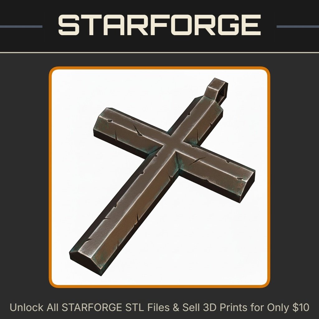 Simple Cross Pendant Necklace for Faith-Based Fashion StarForge Kits 3D Print STL File