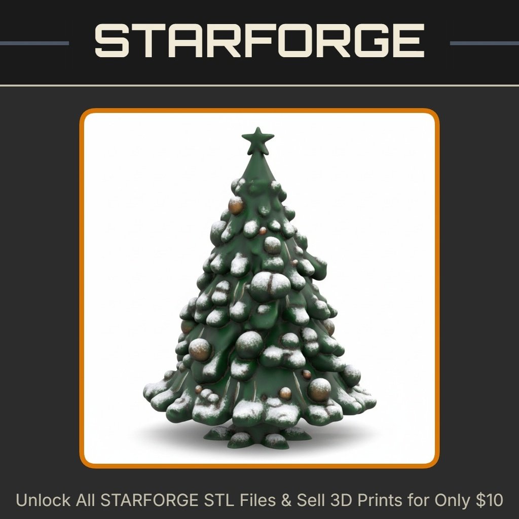 Festive Snow-Laden Christmas Tree for Holiday Decor StarForge Kits 3D Print STL File