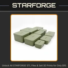 Assorted Sizes Small Storage Containers with Snap Lids StarForge Kits 3D Print STL File