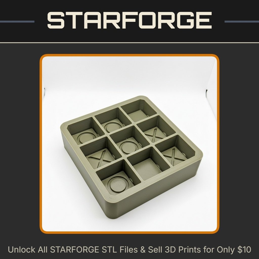 Durable Print-in-Place Portable Tic Tac Toe Game StarForge Kits 3D Print STL File