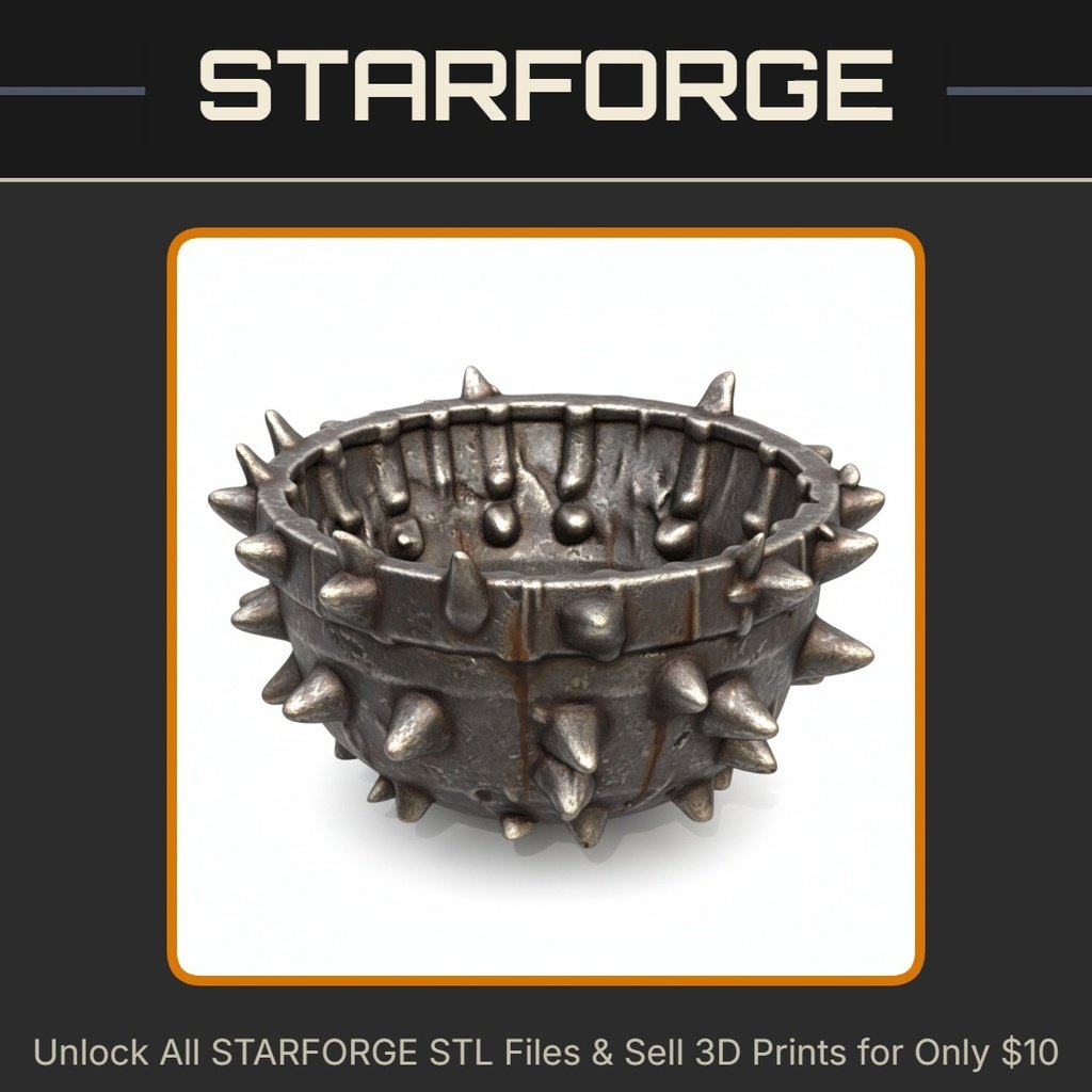 28mm DND Cursed Cauldron with Sharp Spikes for RPG StarForge Kits 3D Print STL File