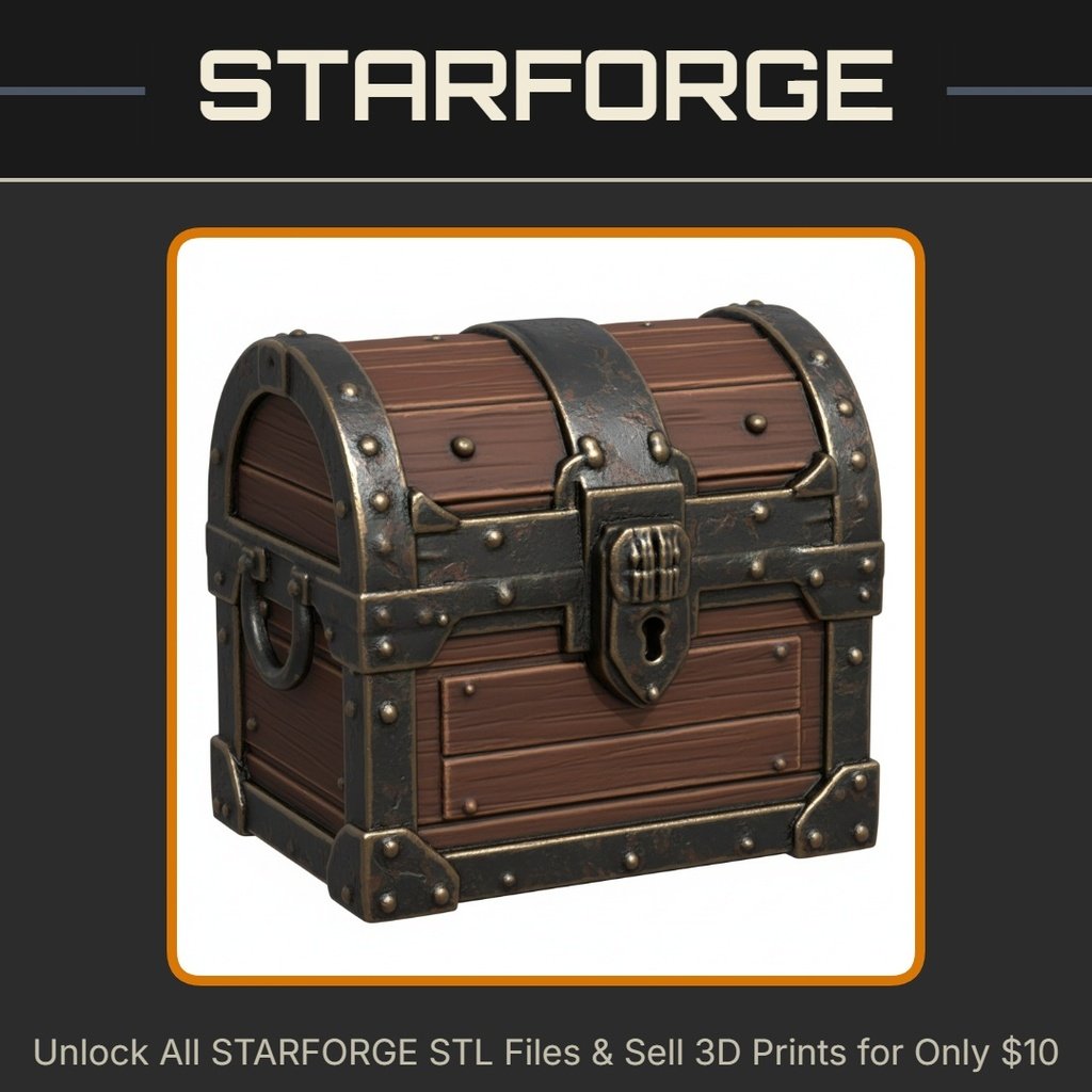 28mm DND Sturdy Treasure Chest Miniature for Dungeon Props StarForge Kits 3D Print STL File