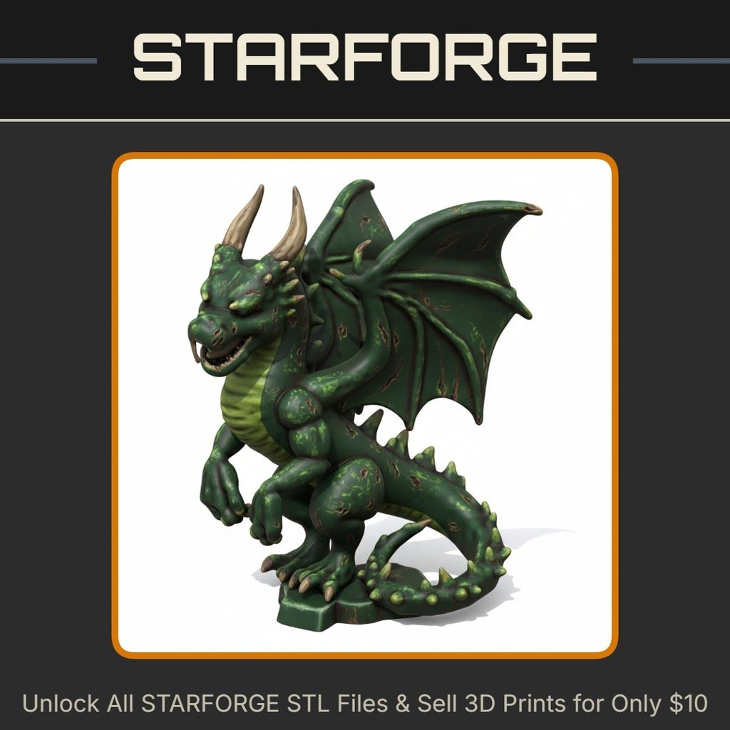 28mm DND Fierce Upright Enraged Dragon Guardian Fantasy Mini StarForge Kits 3D Print STL File