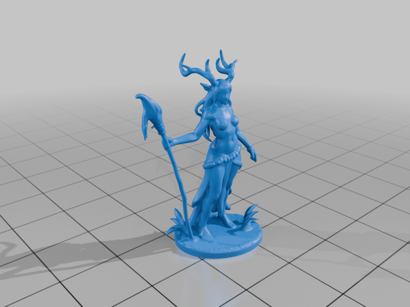 28mm DND Serene Forest Druidess with Staff Fantasy Miniature StarForge Kits 3D Print STL File