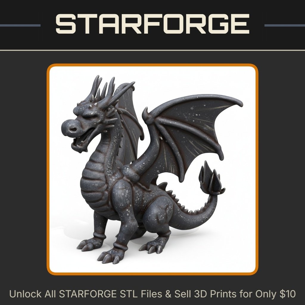 28mm DND Young Winged Dragon Miniature StarForge Kits 3D Print STL File