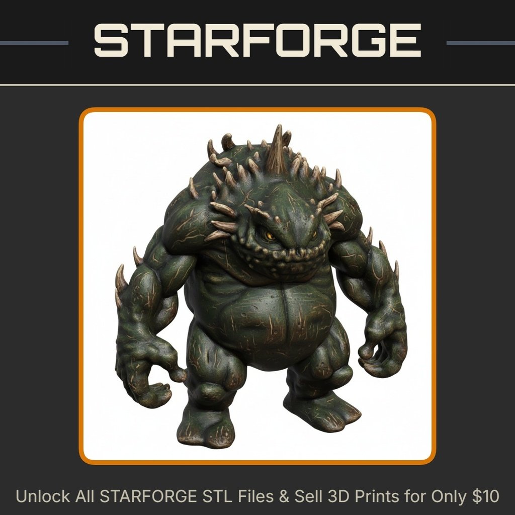 28mm Fat Hulking Armored Sewer Beast with Spikes StarForge Kits 3D Print STL File