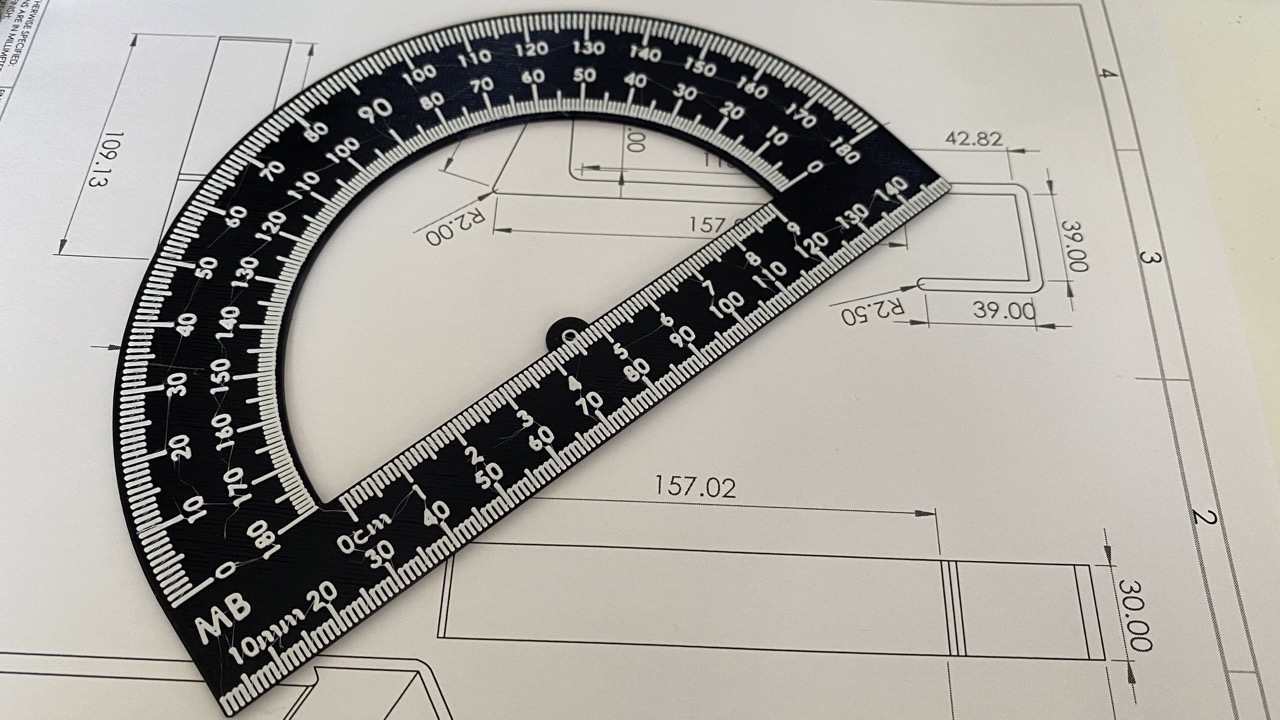 Semi Circular Protractor 180 Degree Angle, Ruler Centimetres & Millimetres