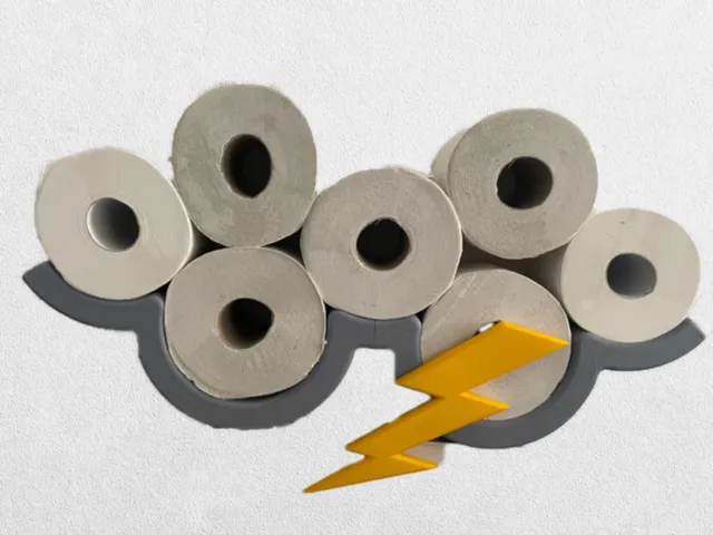Toilet paper cloud with lightning bolt