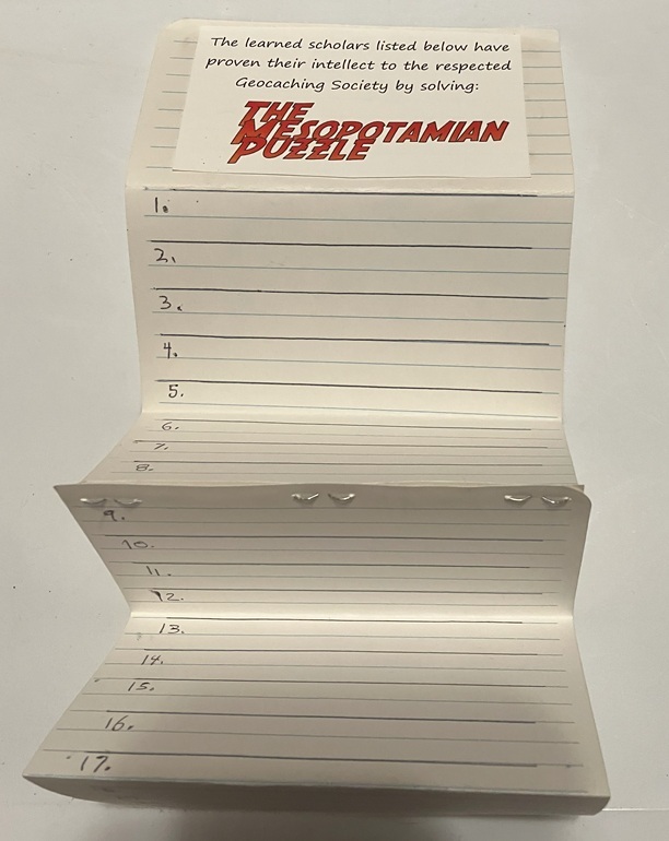 Geocache Log Page Holder