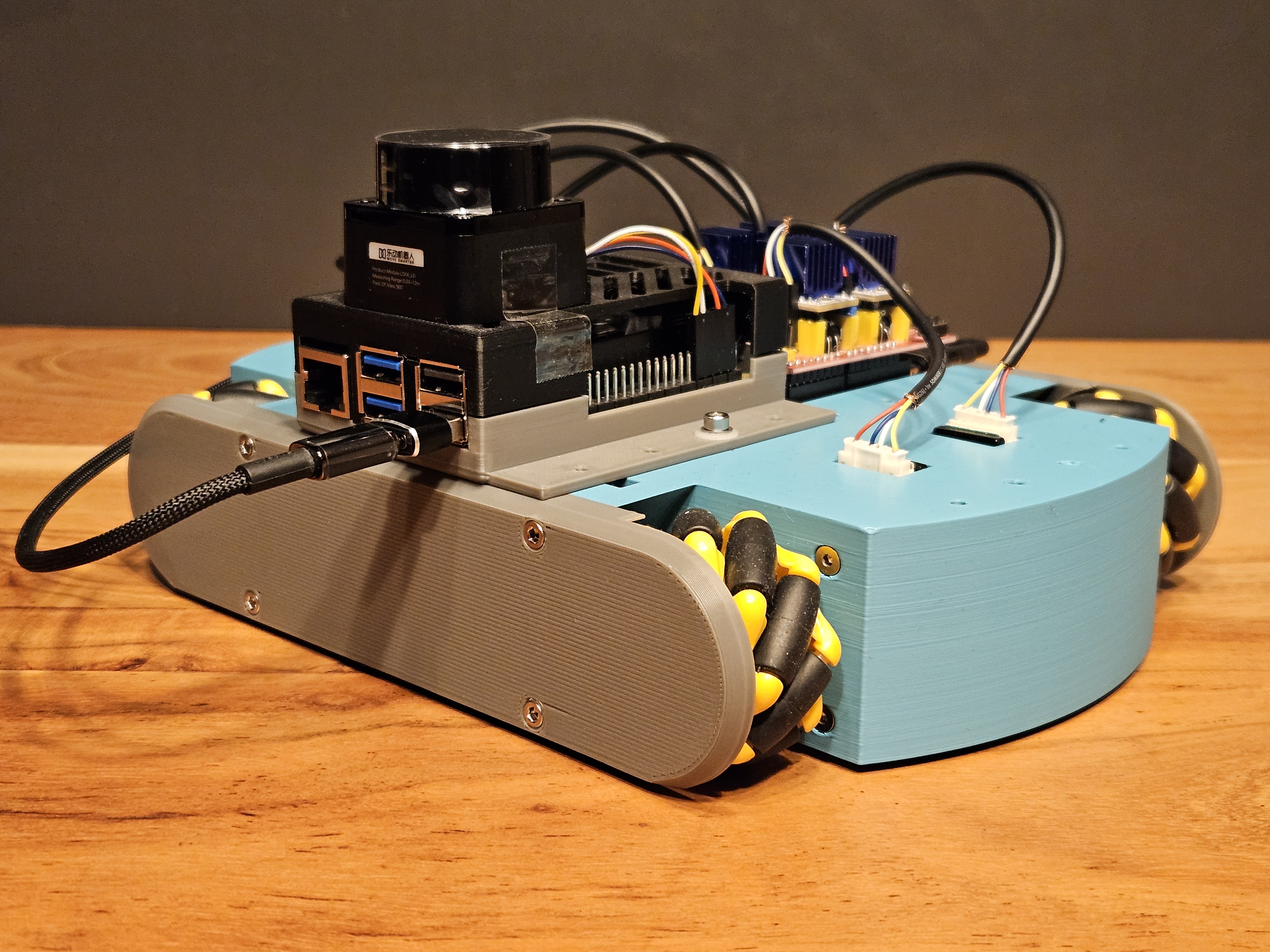 Expandable Mecanum Platform | ROS2 | Navigation | Lidar Mapping | I²C 3D model