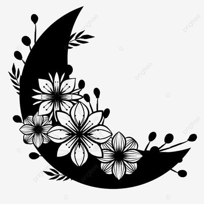 flower moon wall decal