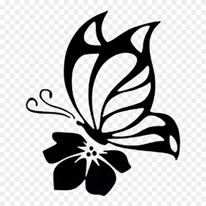 Butterfly on flower wall decal