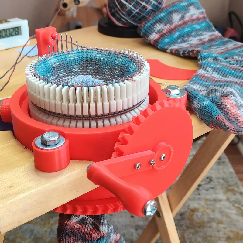Attaching Row Counter to Circular Knitting Machine 