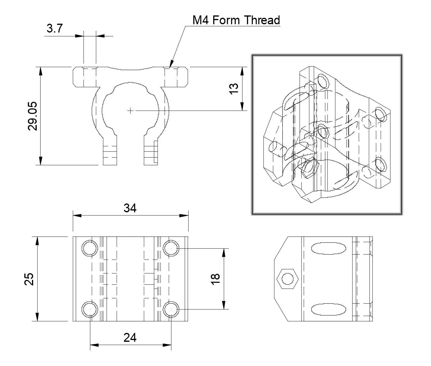 Drylin polymer bearing clamping block 8mm RJ4JP0108 by Will