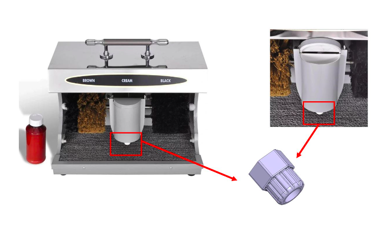 Oil spout for automatic shoes polisher