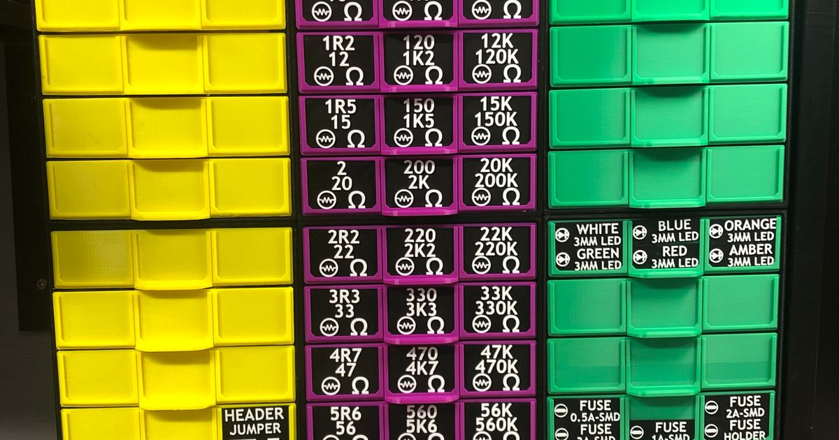 Various Size Stackable Resistor Storage Box Labels by kriskizlyk