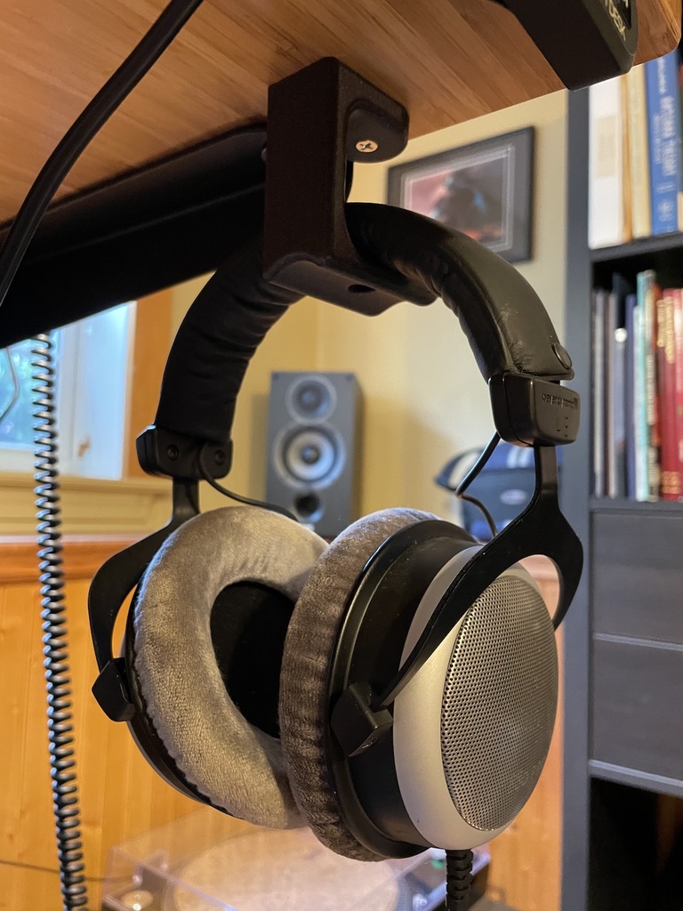 Under-desk headphone hanger