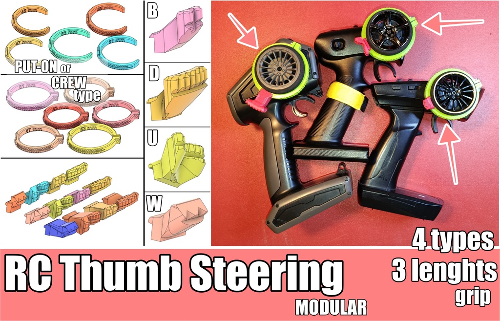 One-Handed RC Car Thumb Steering Transmitter Control Addon