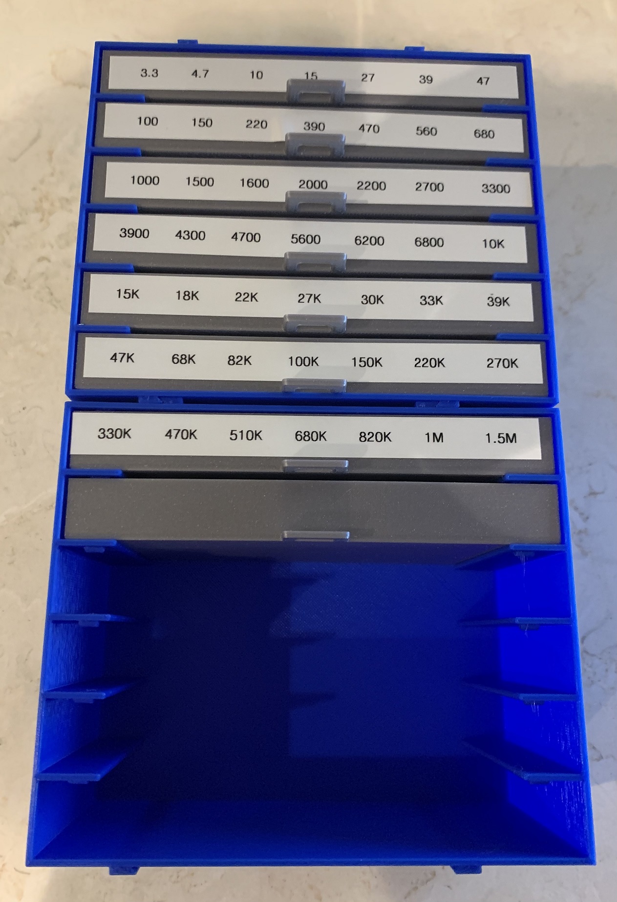 Resistor Cabinet with drawer stops and modular connectors