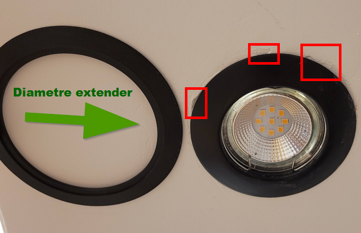 Recessed ceiling spotlight diameter extension