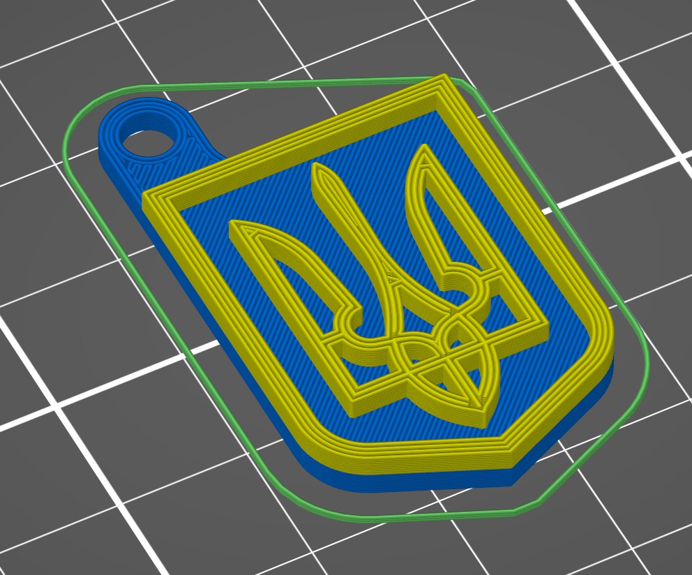 small Tryzub Ukraine Coat of Arms Keytag edge hole