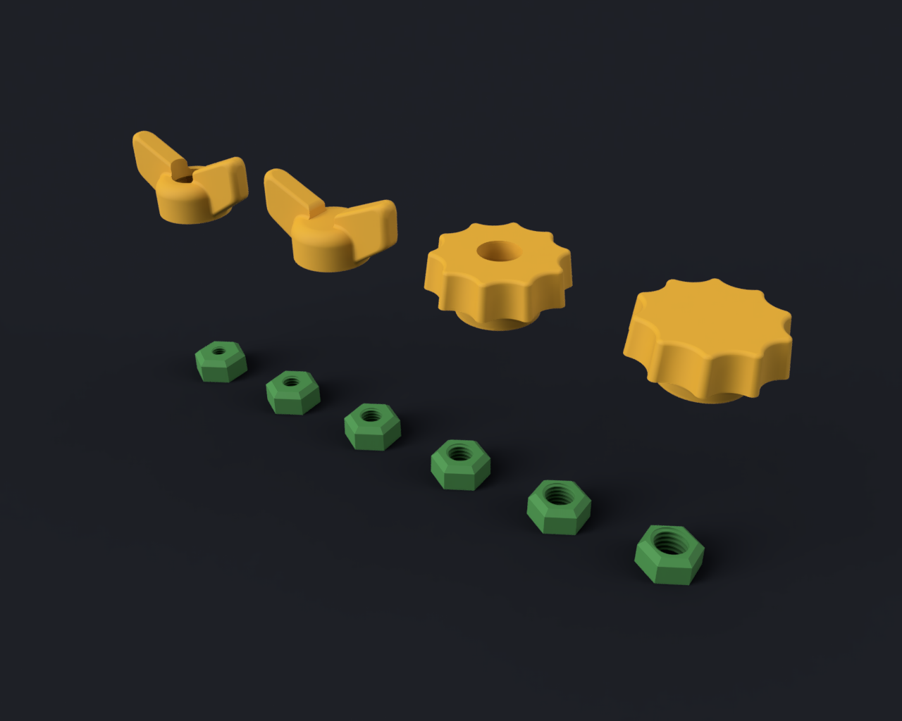 Knobs + M5 to M10 nuts set