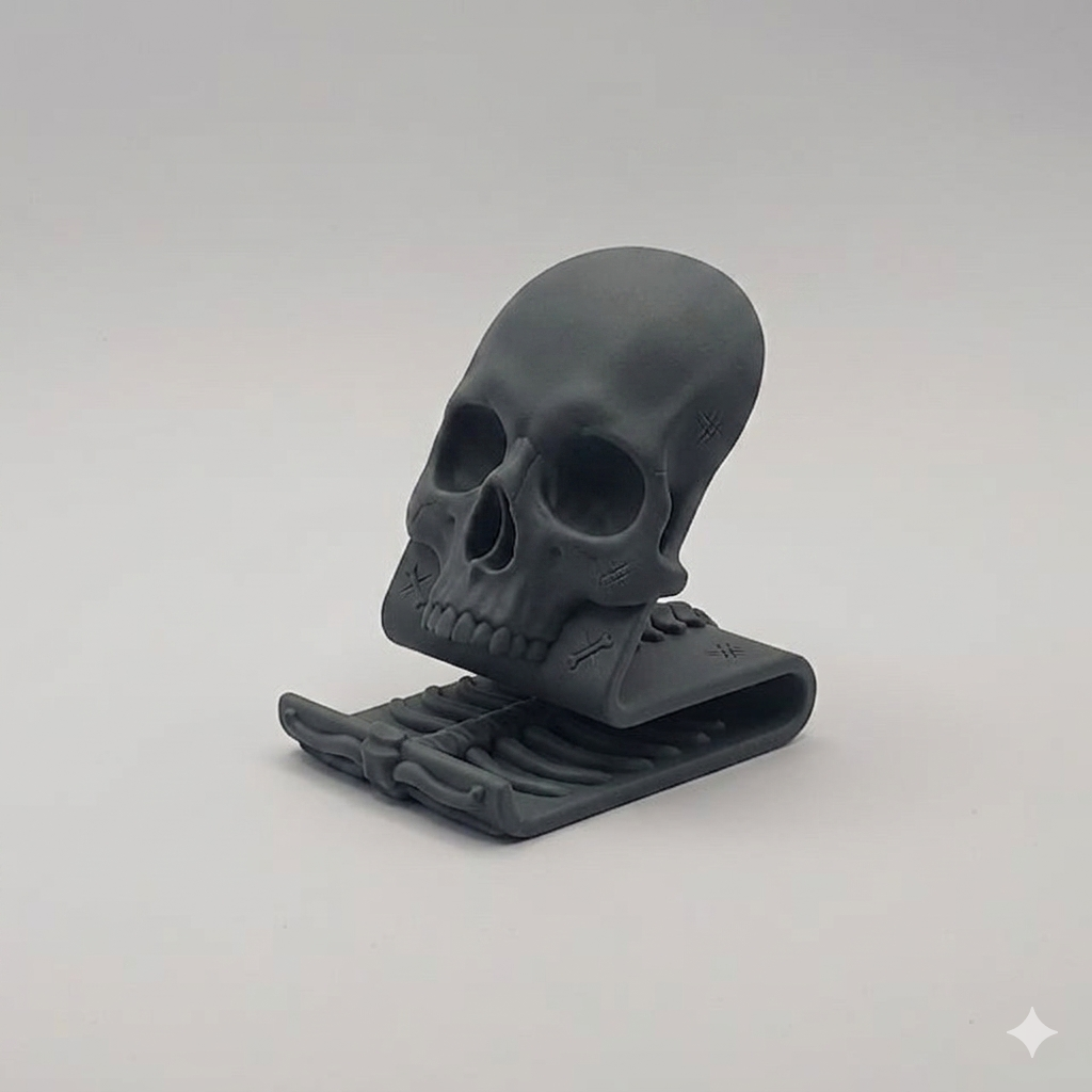 Skull Phone Stand - Gothic Skeleton Desk Holder